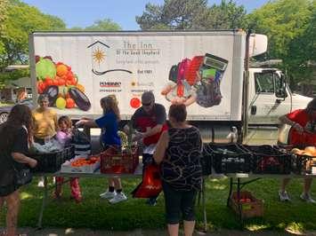 Distribution at one of The Inn of the Good Shepherd's Mobile Market stops in 2025. Submitted photo.