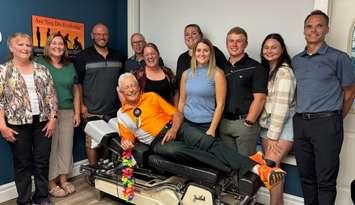 Dr. David Matheson celebrates retirement with his staff (Photo courtesy of Erin White)