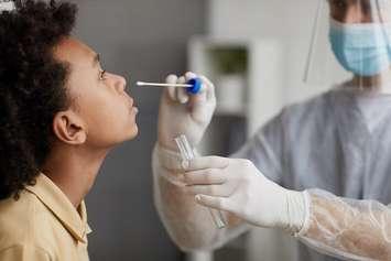 A COVID-19 test is administered to a child. Photo courtesy of © Can Stock Photo / SeventyFour