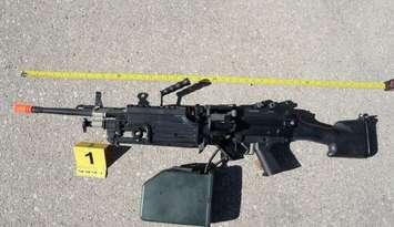 Machine gun style airsoft gun seized by city police. May 2024. (Photo courtesy of Sarnia Police Service)