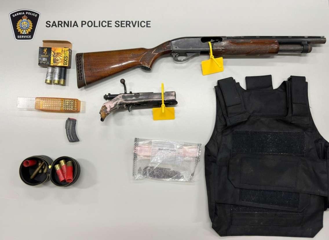 Items seized after Sarnia police arrested a 16-year-old. February 19, 2025. (Photo courtesy of Sarnia Police Service)