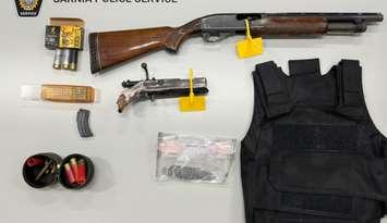 Items seized after Sarnia police arrested a 16-year-old. February 19, 2025. (Photo courtesy of Sarnia Police Service)