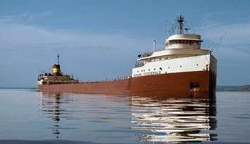 S.S. Edmund Fitzgerald – St. Marys River, 1975. Photo: Bob Campbell. Image shared with Blackburn Media by edmundfitzgeraldswim.org