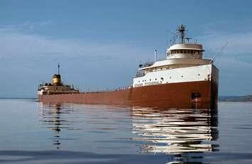 S.S. Edmund Fitzgerald – St. Marys River, 1975. Photo: Bob Campbell. Image shared with Blackburn Media by edmundfitzgeraldswim.org