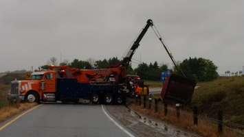 A Truck Crash On Hwy 402 At Centre Rd. Sept 30/16 (Photo Courtesy of OPP)