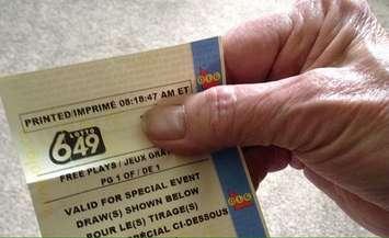A Lotto 6/49 ticket. (File photo by Miranda Chant, Blackburn Media)