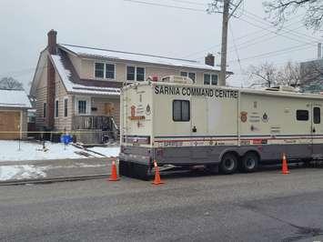 The Sarnia Police Service Command Post on Watson Street - Dec 29/21 (Blackburn Media Photo by Stephanie Chaves)