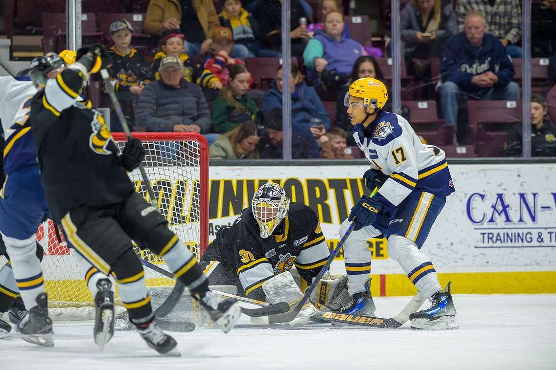 Erie Otters at Sarnia Sting, March 12, 2025. Photo by Metcalfe Photography. 