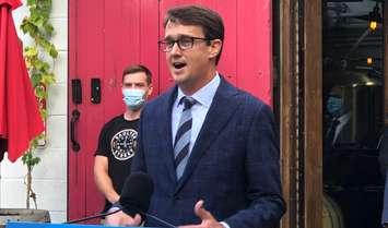 Labour Minister MPP Monte McNaughton make safety plan builder announcement. September 27, 2021. (Photo courtesy of Monte McNaughton via Twitter).