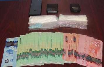 Drugs and cash seized by the Sarnia Police Vice Unit.  August 2022.  (Photo provided by Sarnia Police)