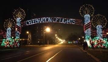 Celebration of Lights Arch display in downtown Sarnia. BlackburnNews.com file photo.