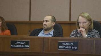 Sarnia city councillors Nathan Colquhoun and Margaret Bird. Blackburn News Sarnia file photo.