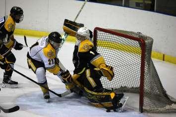 Aidan Hughes at Sarnia Sting camp Aug. 29, 2016 (BlackburnNews.com photo by Dave Dentinger)