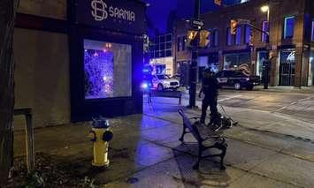 Damage to a downtown Sarnia clothing store following a break and enter - July 14/25 (Photo courtesy of Sarnia Police Service)