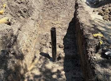 Pipe installed at potential water well behind Wheatley Library (Image courtesy of the Municipality of Chatham-Kent)