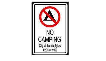 No camping signs being installed at Sarnia's parks (Photo courtesy of City of Sarnia)