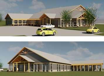 Sarnia and District Humane Society concept drawing for new building.  Image courtesy of Robert E. Dale Limited. via Sarnia council online agenda.