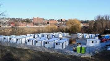 An example of temporary transitional tiny homes. Screenshot provided to Sarnia council by Anne Marie Gillis.