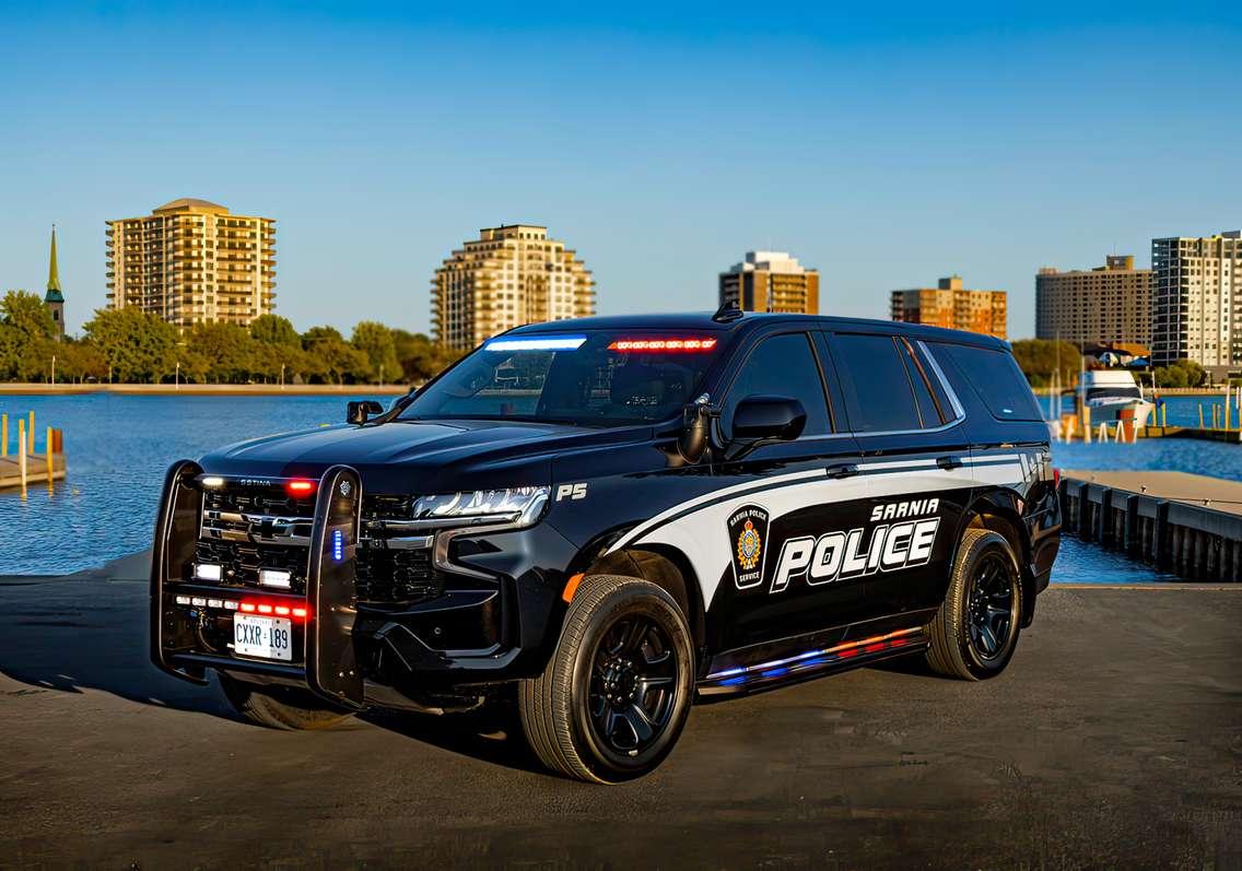 Sarnia police cruiser at Sarnia Bay. Photo courtesy of the Sarnia Police Service. 