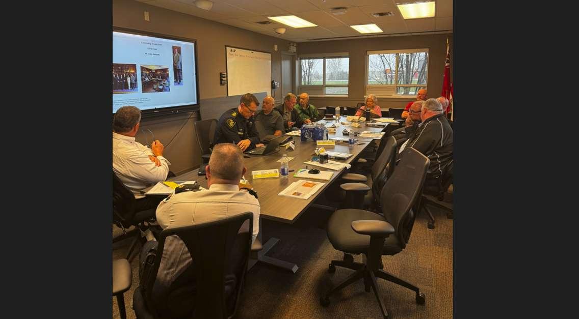 The Lambton Group Police Services Board gathers for the first time at the OPP Detachment. Image courtesy of LGPSB Secretary Mandi Pearson.