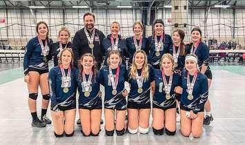 Sarnia Twin Bridges Thunder U15 girls team at the Youth Nationals in Edmonton.  May 2022.  (Photo from the club's Facebook page)