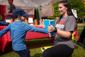A child participates in a martial arts activity at Kids Funfest. Image courtesy of the City of Sarnia.