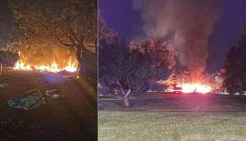 Fire at Rainbow Park. June 28, 2024. (Photo courtesy of Sarnia Police Service via X)