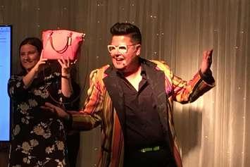 Layne the Auctionista with Jordan Jarvis at the Huron Shores Hospice fundraiser Sept. 28th in Kincardine. (photo submitted)