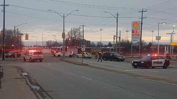 MVC at Exmouth St. and Christina St. March 28, 2018.  Photo by Sarnia Police Services via twitter.
