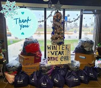 Items collected by HUB International in Sarnia during a winter wear donation drive. November, 30, 2022 Submitted photo.