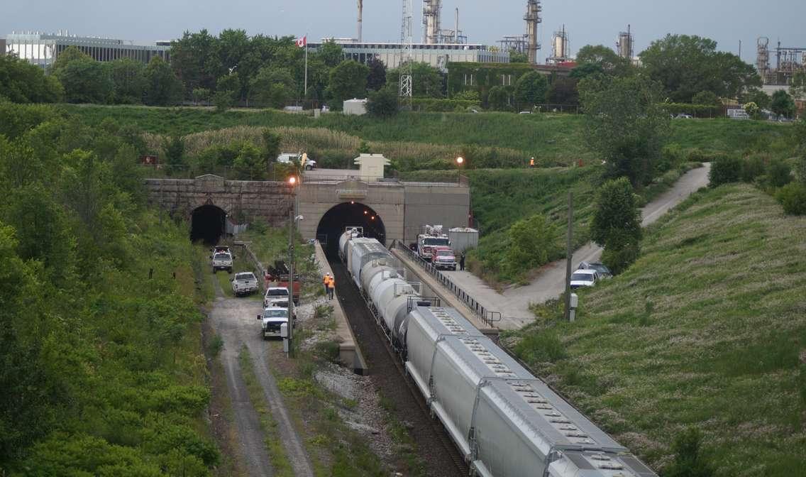 Train derailment inside the St. Clair tunnel between Sarnia and Port Huron. June 28, 2019. (BlackburnNews photo by Colin Gowdy)