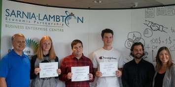 (From left to right) Alex Palimaka, Brooke Lauwers, Ethan Kember, Logan Forbes, Daniel DiFederico, and Chantelle Core. August 27, 2019. (BlackburnNews photo by Colin Gowdy)