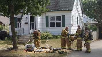 Sarnia firefighters respond to house fire in the area of Russell St. and Cameron St. August 9, 2016 BlackburnNews.com photo by Josh Boyce