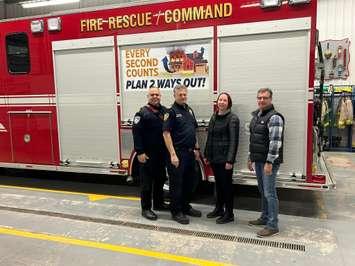 Rick Cousins has been appointed as the new fire chief for Petrolia and North Enniskillen Fire Department. Deputy Chief Darren Allan, new Fire Chief Rick Cousins, Fire Committee Chair Judy Krall, and Deputy Chief Brian Clark (courtesy of: the Town of Petrolia)