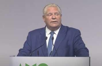 Premier Doug Ford speaks at the Association of Municipalities of Ontario's annual general meeting at RBC Place London, August 21, 2023. Image from YouTube.
