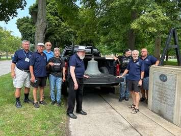 Members of the Sarnia-Lambton Golden K Kiwanis with the George Street Bell, July 31, 2024 (Photo by: Lindsay Newman/ Blackburn Media)