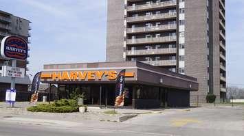 Harvey's Restaurant on Christina Street in Sarnia. 12 May 2023. (Photo by SarniaNewsToday.ca)