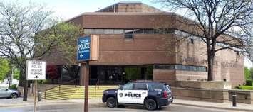 Sarnia Police cruiser outside police headquarters on Christina Street. May 23, 2019. (Photo by Colin Gowdy, BlackburnNews)