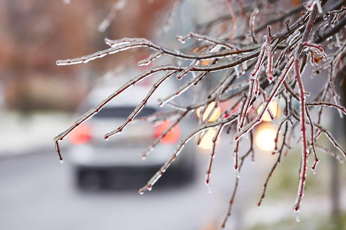 Street of the city covered by icy rain. © Can Stock Photo / chalabala