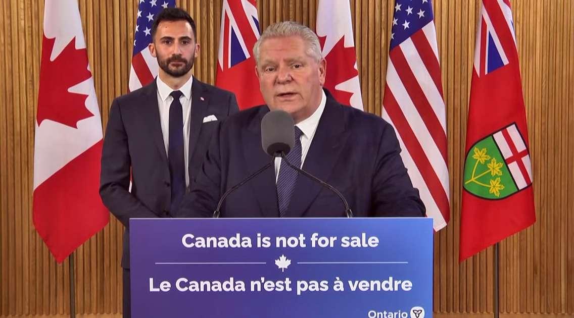 Minister of Energy Stephen Lecce and Premier Doug Ford, March 10, 2025. (via YouTube) 