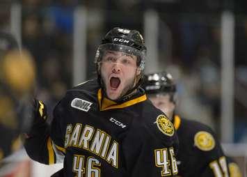 The Windsor Spitfires take on the Sarnia Sting, March 24, 2018. (Photo courtesy of Metcalfe Photography)