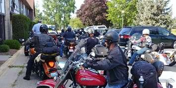 Realtors participating in the Ontario Realtors Care Foundation's  Motorcycle Ride For Charity arrive at Sarnia's Drawbridge Inn. July 5, 2017 (Photo courtesy of Steve Park)
