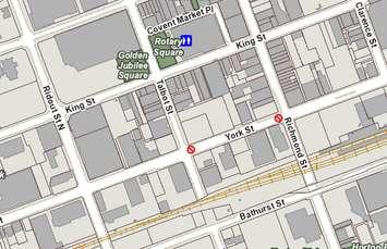 A map shows where York Street will be closed between Richmond and Talbot streets. Photo provided by the City of London.