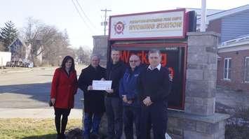 Enbridge donation at Plympton-Wyoming Fire Department. February 8, 2023. (Photo by Natalia Vega)