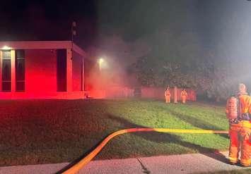 Sarnia Fire and Rescue Services at the scene of a shed fire. September 27, 2024 Photo courtesy of Sarnia Fire Rescue.