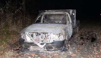 Police recovered truck believed to have been used during an industrial break-in on Scott Road. November 1, 2024. (Photo courtesy of Sarnia Police Service)