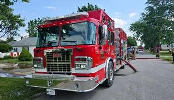 Crews from the Thedford Fire Hall respond to a structure fire. July 2, 2025. Image courtesy of Lambton Shores Fire Chief James Marshall.