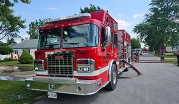 Crews from the Thedford Fire Hall respond to a structure fire. July 2, 2025. Image courtesy of Lambton Shores Fire Chief James Marshall.
