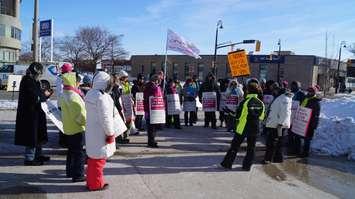 ONA workers strike outside of Sarnia City Hall Feb 10-15 (Blackburnnews.com Photo by Jake Jeffrey)