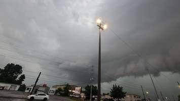 Storm clouds over Sarnia during a tornado warning - July 30/23 (Photo courtesy of Leann Cotton via Twitter)